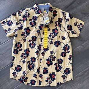 Hurley Cream and Black Casual Button Down Shirt with Floral Design